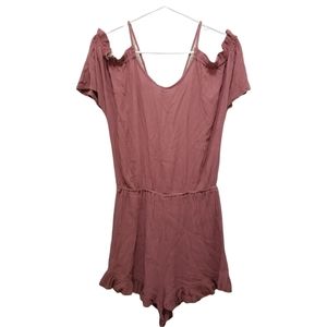 Charlotte Russe Dusty Rose Off Shoulder Romper